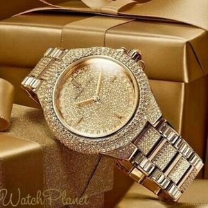 COPY - MICHAEL KORS MK5720 Gold-tone Camille Crystal Pave Dial St. Steel Watch